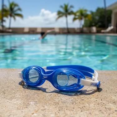 Imagem de Óculos Natação Speedo Jr Olympic Infantil Antiembaçante e Proteção UV (azul azul)