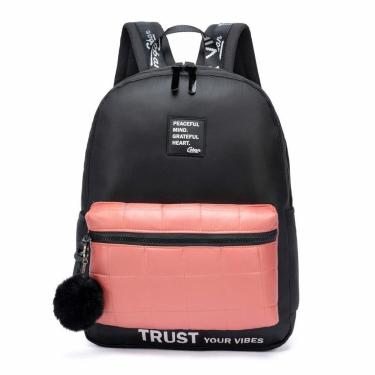 Imagem de Mochila Feminina Escolar Faculdade Chaveiro Cor Preto-Feminino