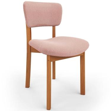 Imagem de Cadeira Para Sala De Jantar Cozinha Living Estofada Dara L02 Bouclê Rosê - Lyam Decor