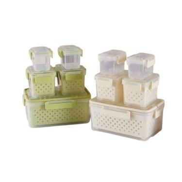 Imagem de Conjunto com 5 Potes Herméticos com Tampa e Cesto P m e g para Alimentos Transparente T...
