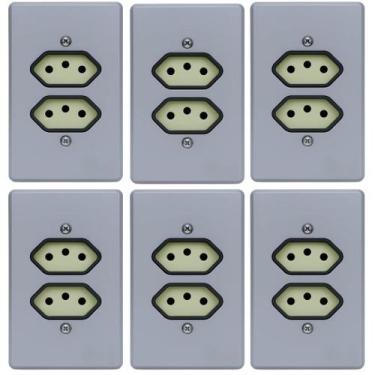 Imagem de Kit 6 Tomada Dupla 250V Com Placa 10A Pial Legrand 54345