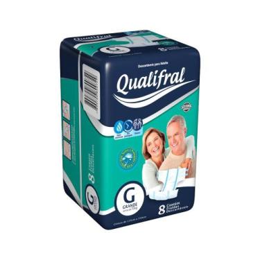 Imagem de Fralda Geriátrica Regular G Superabsorvente Unissex Qualifral 8 Unidad
