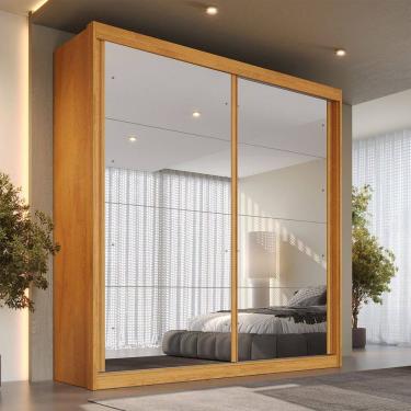 Imagem de Guarda-Roupa Casal Mali 2 Portas 3 Gavetas 100% Mdf com Espelho 19200 Peroba/Off White...