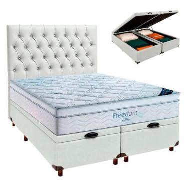 Imagem de Bau Blindado Branco+Colchão Queen Freedom Ortobom+Cabeceira