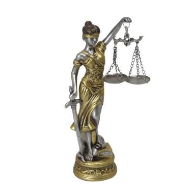 Imagem de Escultura Decorativa Dama da Justiça em Resina Prata e  Dourado 24cm 16971-PL