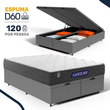 Imagem de Cama Box Baú com Colchão Gazin de Espuma D60 Double Face Force UP Quee