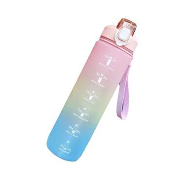 Imagem de Garrafa De Água Squeeze Plástico Bico Canudo Tampa 900ml - Garrafa mot