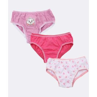 Imagem de Kit 3 Calcinhas Infantil Marie Disney Tam 2 a 12 Rosa-67081 - Marisa, 