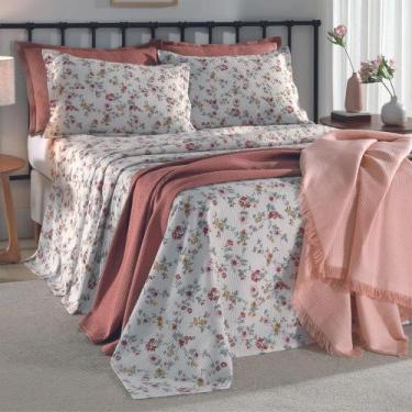 Imagem de Kit Colcha Dohler Piquet Estampado Bianca - 100% Algodão - Floral - Qu
