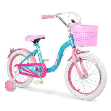 Imagem de Bicicleta Bike Toys Menina Aro 16 Rosa 5-8 Anos Com Cesta E Rodinhas D