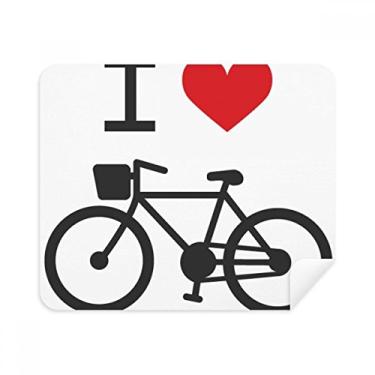 Imagem de Pano de limpeza I Love Red Heart Bicycle padrão limpador de tela 2 peças tecido de camurça