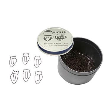 Imagem de Butler in the Home 100 clipes de papel em forma de coruja ótimos para colecionadores de clipe de papel ou presente de escritório – vem em lata redonda com tampa e caixa de presente, Marrom