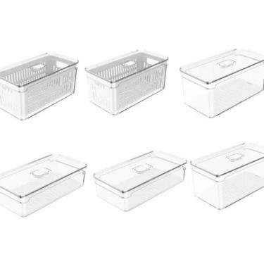 Imagem de Kit 6 Organizadores De Geladeira Fresh Transparentes Clear