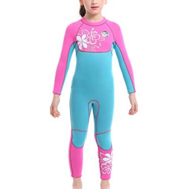Imagem de Roupa de mergulho infantil de neoprene de corpo inteiro manga comprida 3 mm de espessura térmica para natação 2-3T
