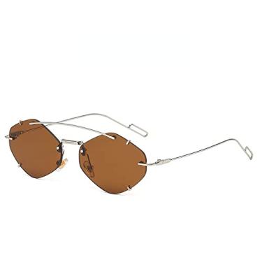 Imagem de Moda óculos de sol poligonais sem aro feminino óculos de sol retrô óculos de sol de luxo óculos de sol UV400 óculos de sol, 6,A