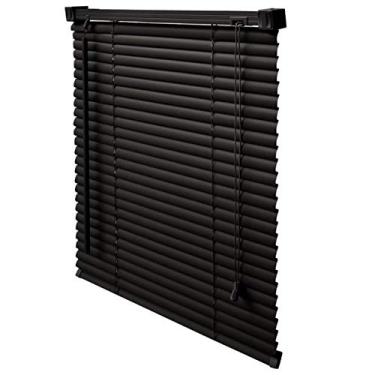 Imagem de Persiana Horizontal PVC Preta 100 (L) x 220 (A) Cortina Completa C/Kit de instalação 1,00 x 2,20