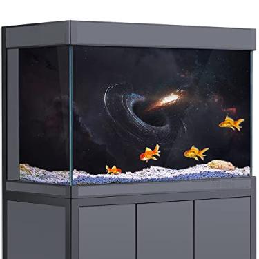 Imagem de Fundo de aquário 3D Espaço Universo Buraco Preto HD Impressão Papel de Parede de Tanque de Peixes Reptil Habitat Decorações de Fundo PVC Paisagem Poster Adesivo (11,8 x 23,6 (30 x 60 cm))