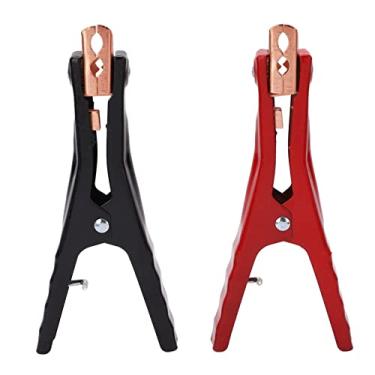 Imagem de 2 braçadeiras de bateria de carro, clipe de teste de bateria preto vermelho 400A liga de alumínio braçadeira de teste de bateria substituição para barcos RVs quadriciclos