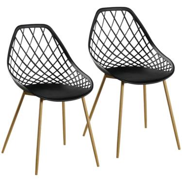 Imagem de Kit 2 Cadeiras Cleo Cloe Clarice Web Jardim Assento Polipropileno - Preto