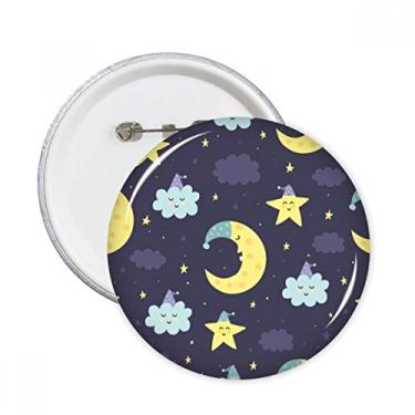 Imagem de Desenho animado lua noite personalização padrão pinos redondos crachá botão emblema acessório decoração 5 peças