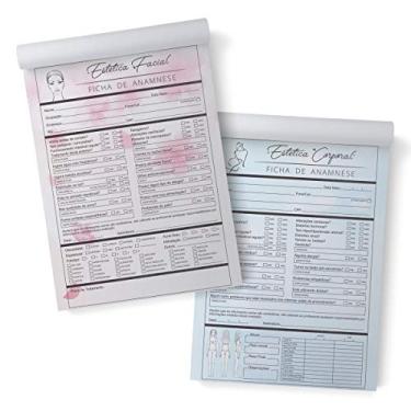 Imagem de Kit Bloco Ficha De Anamnese Estética Facial + Corporal (2 Blocos c/ 100 Folhas)