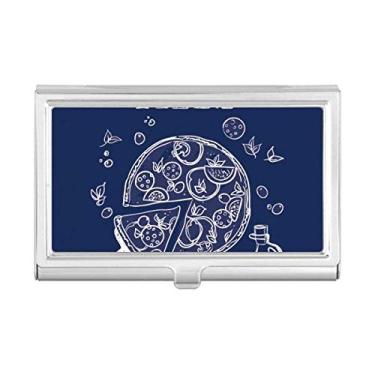 Imagem de Line Drawing Pizza Italy Foods Porta-cartões de visita Carteira de bolso