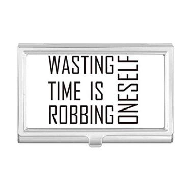 Imagem de Carteira com porta-cartões com citação Wasting Time is Robbing Oneself