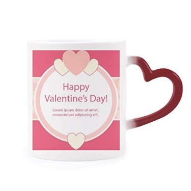 Imagem de Caneca rosa feliz dia dos namorados coração e rosa sensível ao calor caneca vermelha muda de cor
