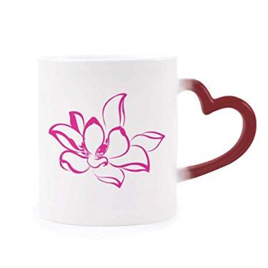 Imagem de Caneca de flor de lótus rosa sensível ao calor Caneca vermelha muda de cor