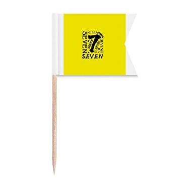 Imagem de Seven Group Reunion Art Deco, presente moderno com bandeiras de palito de dentes, marcação de etiquetagem para bolo de festa, comida de queijo