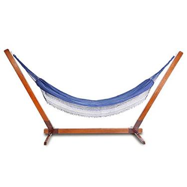 Imagem de Suporte De Madeira Com Rede de Descanso Azul