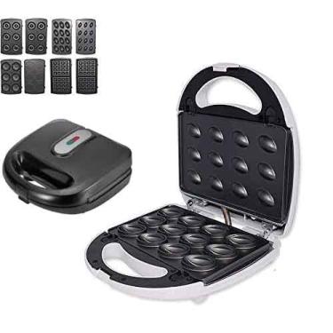 Imagem de Yajun sanduicheira elétrica 4 em 1, máquina de waffle de alta capacidade, placas quentes antiderrapantes com alça de toque frio molde de muffin