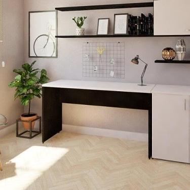 Imagem de Mesa de Escritório Corp 25mm 160 cm Bramov Móveis Preto/branco