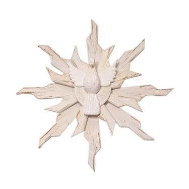 Imagem de Divino Espírito Santo Rústico Em Madeira Branco Grande Parede 49cm Decoração