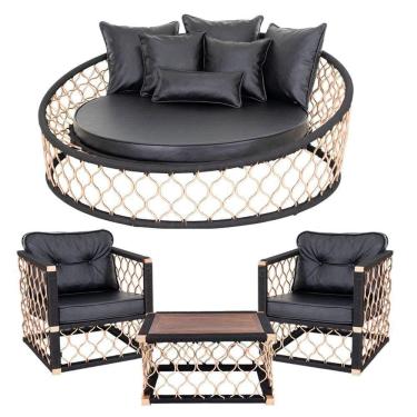 Imagem de Combo Chaise 2 Poltronas Mesa Corda Náutica