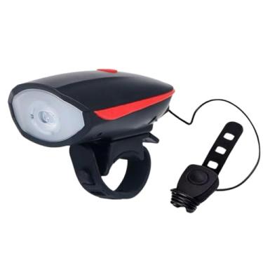 Imagem de Farol De Bike Com Buzina Vermelho Recarregável USB 5 Sineres Lanterna Bike Vermelho