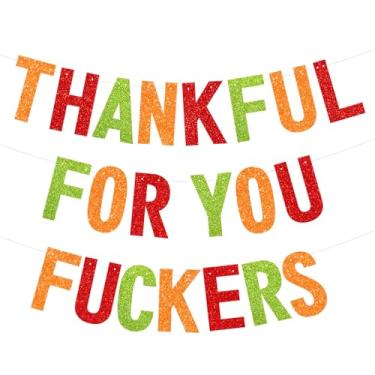 Imagem de Faixa Thankful for You, faixa brilhante de ação de graças para alpendre de fonte de lareira, decorações de faixa de ação de graças, decorações de festa de ação de graças de outono, decorações de ação de graças TFYF para interiores (pré-montado)