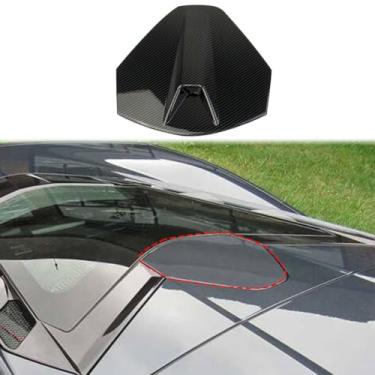 Imagem de crosselec Capa de câmera retrovisor de teto de carro estilo fibra de carbono acessórios de acabamento para Chevrolet Corvette C8 2020-2024 (compatível com cupê sem câmera)