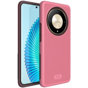 Imagem de TUDIA Capa DualShield Grip compatível com Honor Magic 6 Lite 5G (2024)/Honor X9b, [MergeGrip] Capa protetora protetora de camada dupla de grau militar à prova de choque fina resistente - rosa fumê