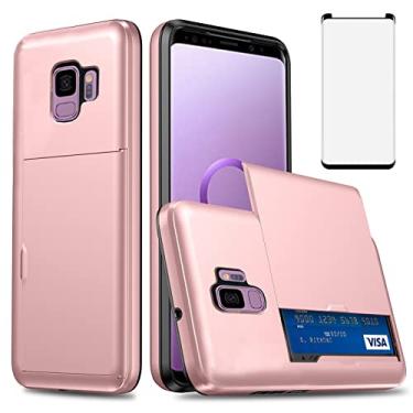 Imagem de Asuwish Capa de celular para Samsung Galaxy S9 com protetor de tela de vidro temperado e suporte para cartão de crédito, capa carteira, acessórios rígidos para celular Glaxay S 9 Edge 9S GS9, slot