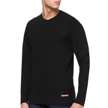 Imagem de Suéter Calvin Klein Masculina Tricot Ponto Arroz Preto-Masculino