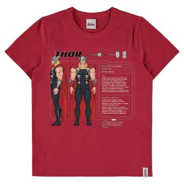Imagem de Camiseta Avengers Malwee Hulk Capitão América Homem de Ferro Thor Vingadores Tam 4 ao 12-Masculino