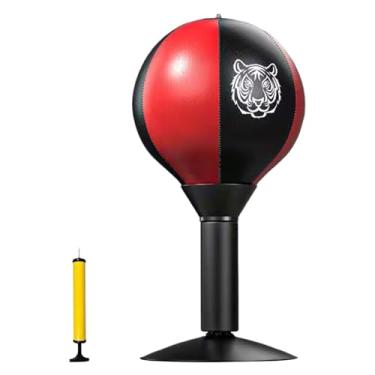 Imagem de kowaku Saco de boxe de mesa, bola de velocidade, couro pu, para crianças e adultos, muay thai, fitness, mma, esportes, exercício, mesa, boxe, bola de soco, preto vermelho
