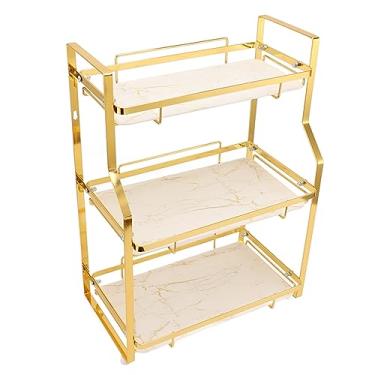 Imagem de Prateleira de Armazenamento de Banheiro, Organizador de Canto Montado na Parede Rack de Armazenamento de Canto de Ferro Moderno Com Fácil Montagem, Desmontagem e Armazenamento,