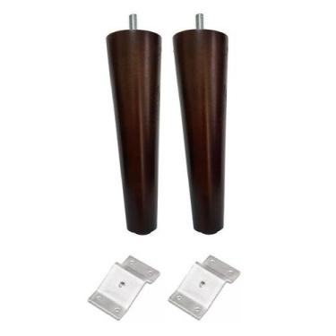 Imagem de 2 Pe Palito 10cm Chapa Inclinada marrom escuro Pernas Para Moveis - Jt