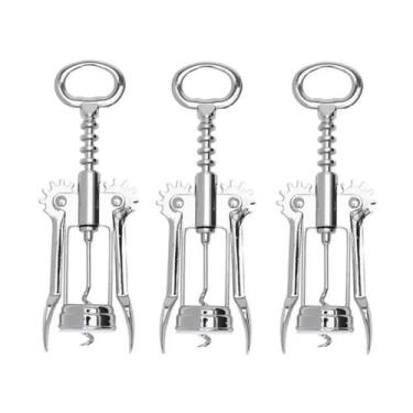 Imagem de Kit 3 Saca Rolhas Aço Inox Abridor De Garrafa De Vinho - Aliança