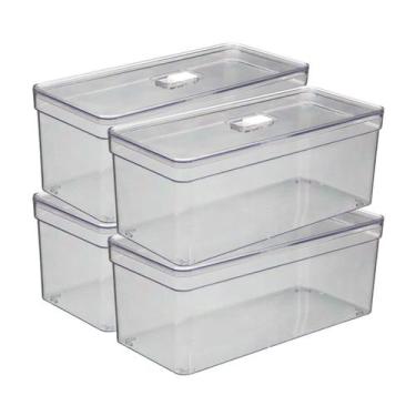 Imagem de Organizador Com Cesta Alimentos Multiuso Transparente - 4 UN - PLASTUT