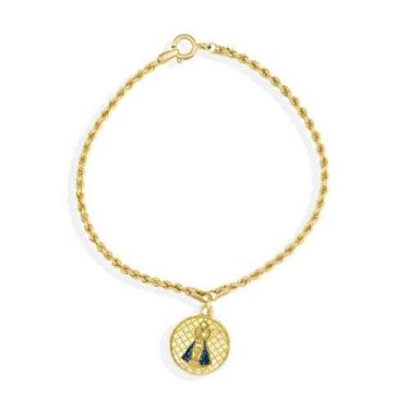 Imagem de Pulseira de Ouro 18K COM MEDALHA 18cm - Elegancy Joias, Nossa Senhora 