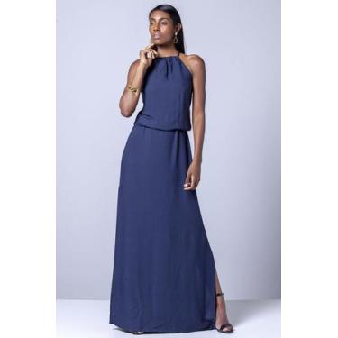 Imagem de Vestido Longo com Amarração na Cintura Azul Marinho - Amazonia Vital