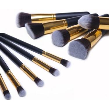 Imagem de  Kit 10 Pinceis Maquiagem Kabuki Profissional Jogo Pincel - BCS